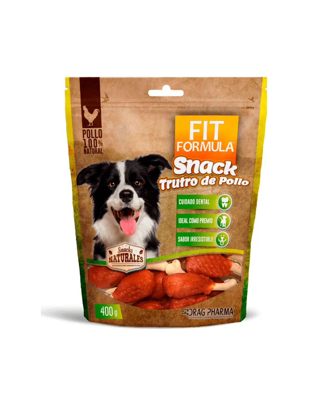Fit Formula Snack Trutro de Pollo Deshidratado 400g – Snack Dental para Perros