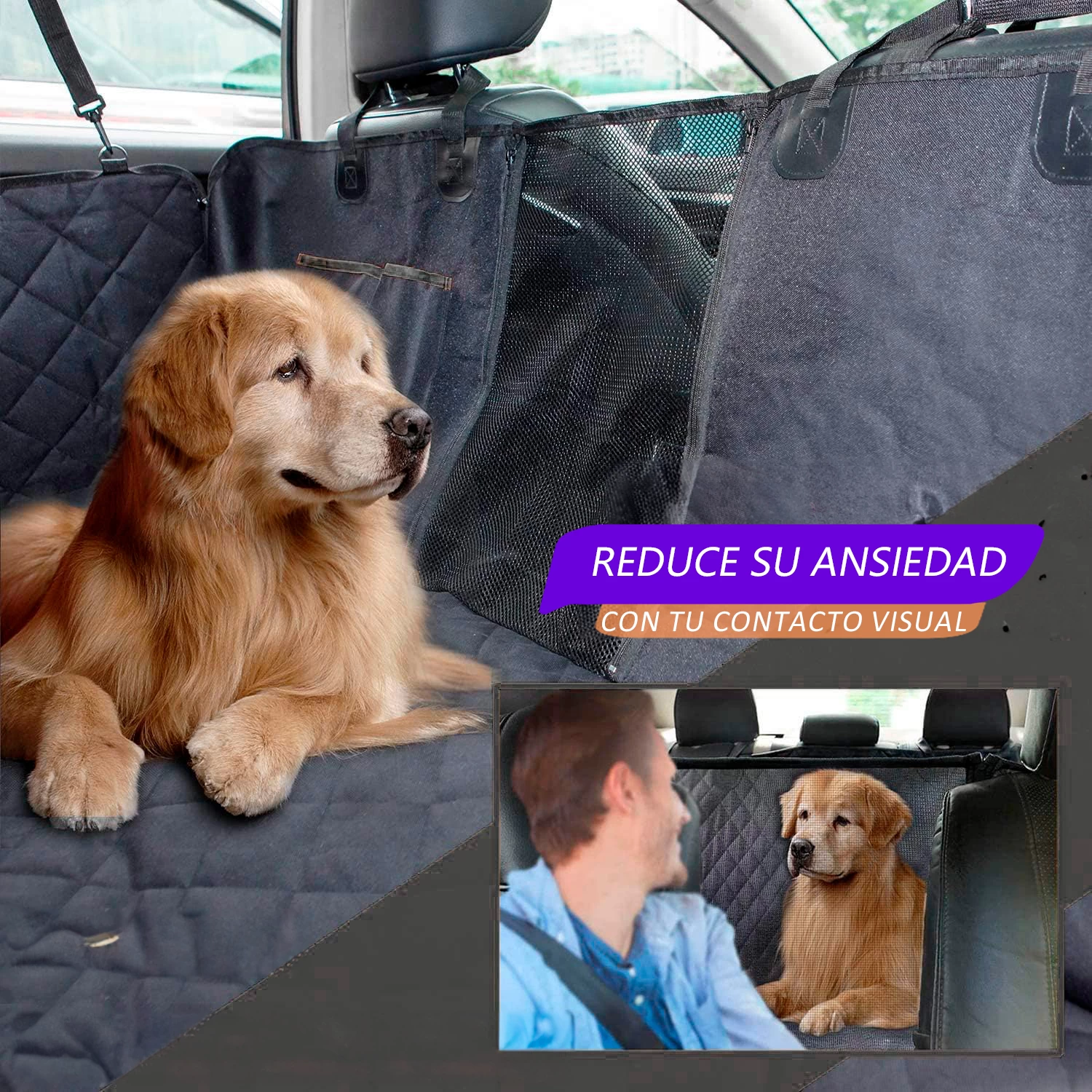 Funda de asiento de auto para mascotas (138 x 45,7cm) – color negro