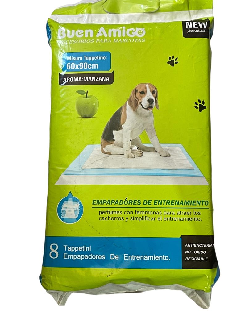 Sabanillas entrenamiento inteligente para cachorros “Buen Amigo” aroma manzana (8 Unidades, 60x90 cm)
